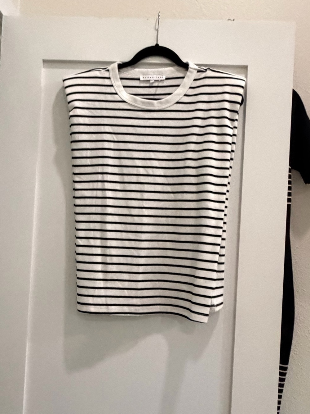 Endless Rose Black & White Striped Muscle Tank with shoulder pads